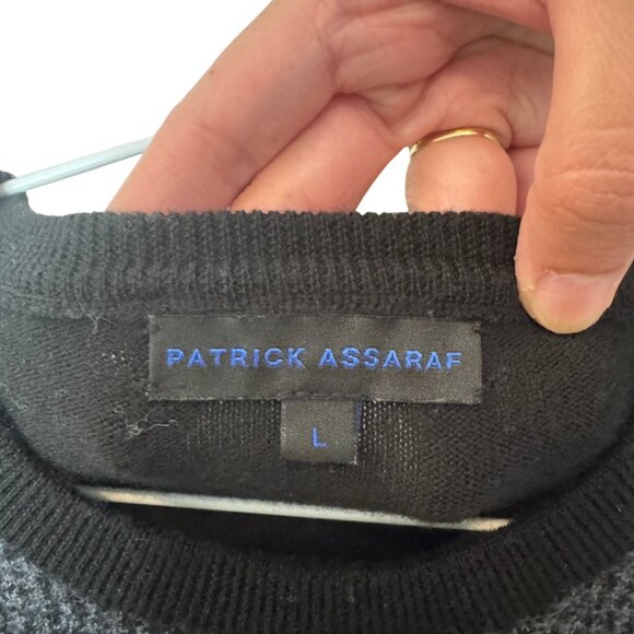 Patrick Assaraf grey long-sleeve crewneck sweater with stripe pattern size US L - Picture 5 of 6